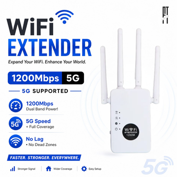 1200Mbps WiFi Extender Dual Band 2.4G/5G – High Speed Signal Booster, Wireless Repeater, Full Coverage Router Extender