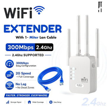WiFi Extender 2.4GHz 300Mbps Wireless Repeater with 4 High Gain Antennas Signal Booster