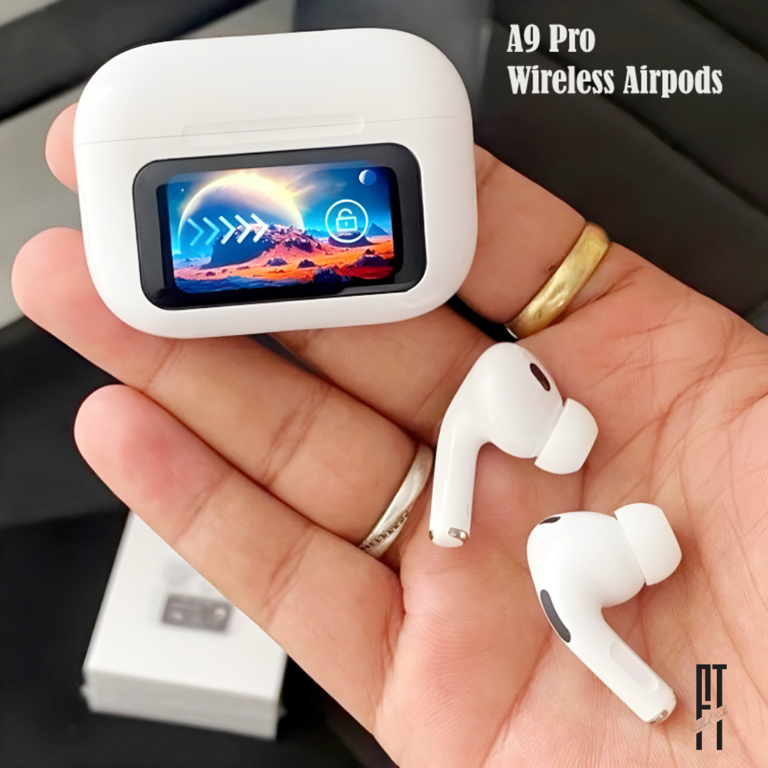 A9 LED Screen AirPods Pro with ANC & ENC – Wireless Earbuds Bluetooth 5.3 Deep Bass Touch Display