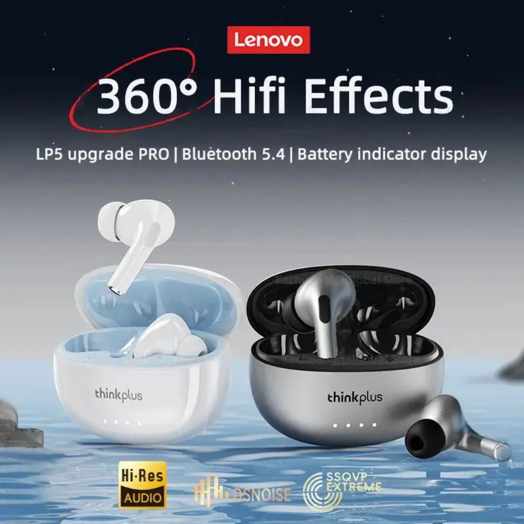 Lenovo LP5 Pro TWS Wireless Earbuds – Original Master Copy, Deep Bass, HD Sound, Gaming Mode, Touch Control