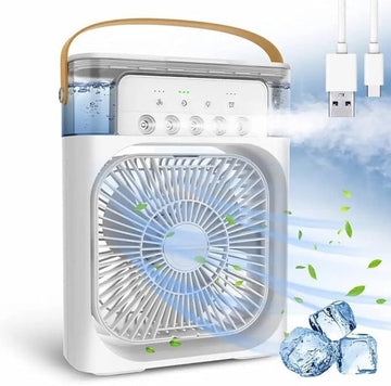 Mini Portable Air Cooling Fan – USB Rechargeable Desktop Cooler with Adjustable Wind Speed & LED Light