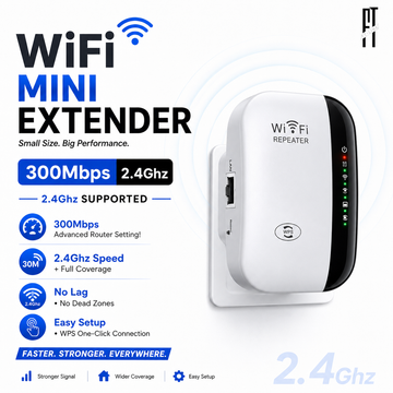 WiFi Mini Extender 300Mbps – Wireless Signal Booster, Internet Range Repeater for Home & Office