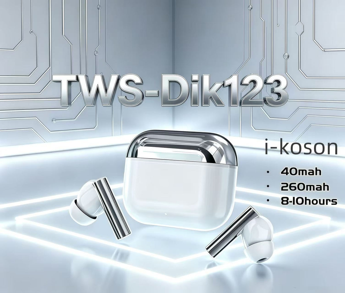 DIK 123 TWS Wireless Earbuds – Bluetooth Earphones with Deep Bass & HD Sound
